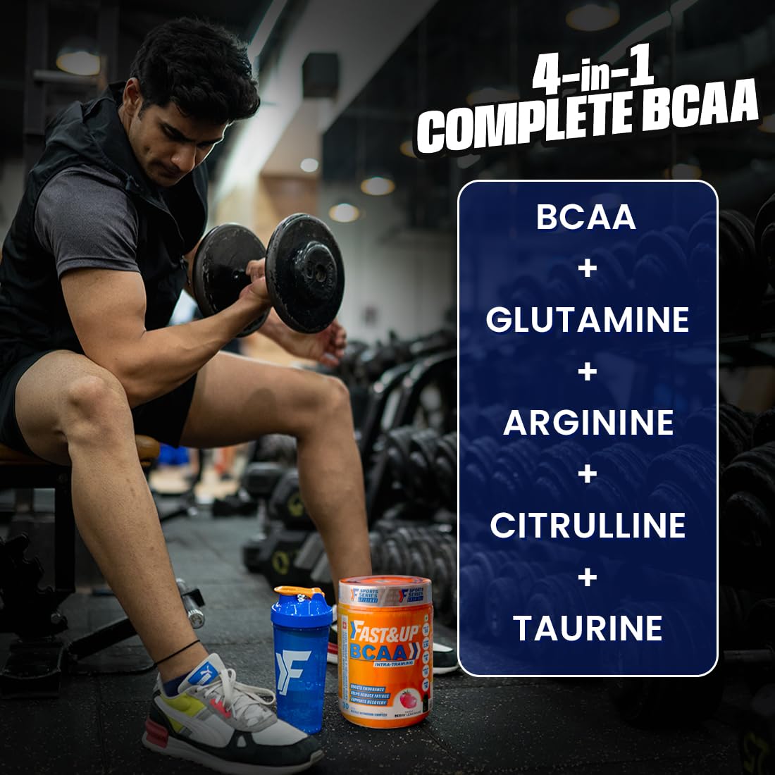 Fast&Up BCAA Advanced - 450 Gms, 30 Servings,  Informed Sport Certified BCAA that helps in Muscle Recovery & Endurance, BCAA (2:1:1) + Muscle Activators + Electrolytes