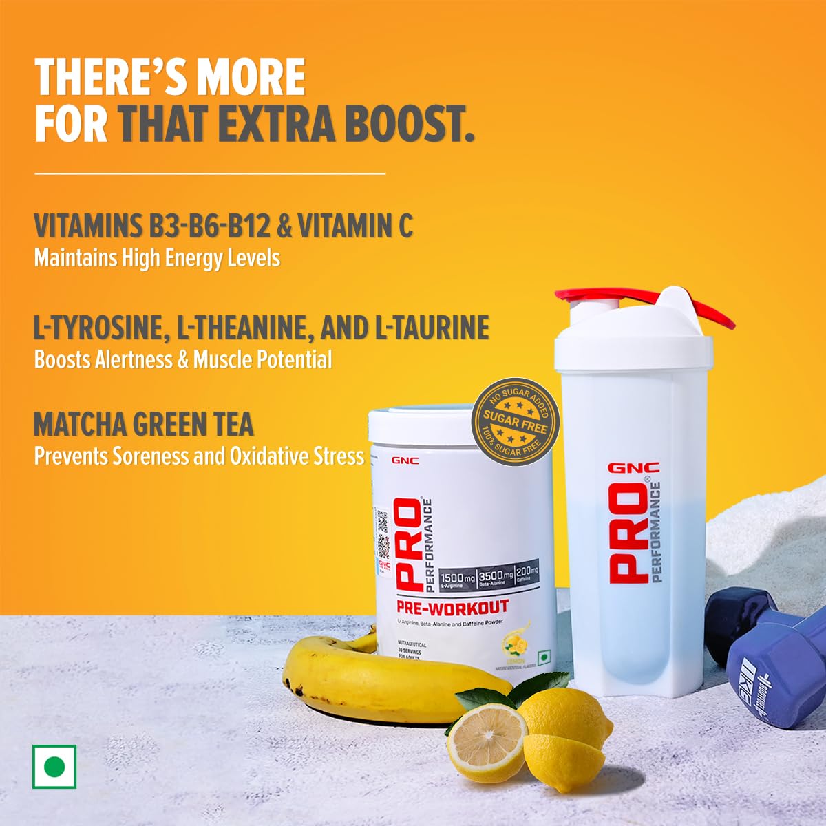 GNC Pro Performance Pre-Workout | 360 gm | 30 Servings | Boosts Energy & Endurance | Improves Focus | Revs Up Recovery | 1.5g L-Arginine | 3.5g Beta-Alanine | 0.2g Caffeine | Lemon