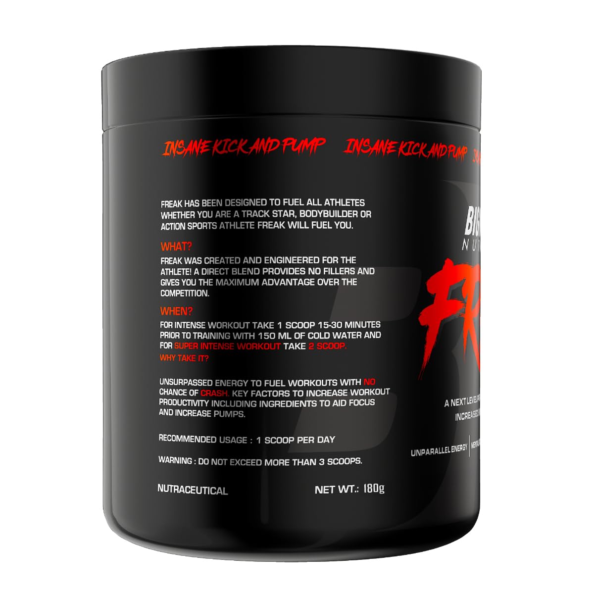 Bigmuscles Nutrition Freak Pre-Workout | Increased Energy, Strength, Mental Focus & Powerfull Pumps |  Powder,Pack of 1