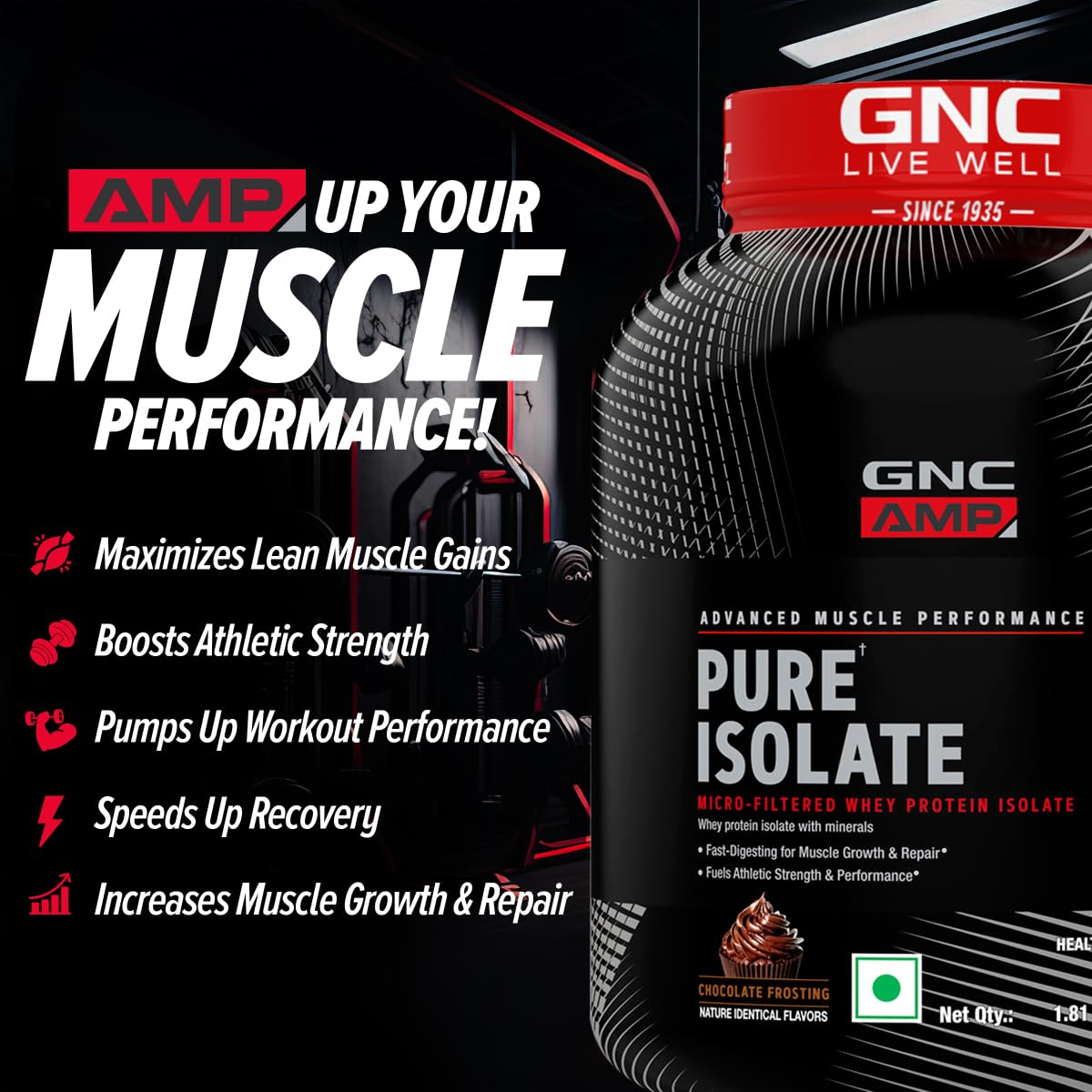 GNC AMP Pure Isolate Low Carb | Boosts Athletic Performance | Builds Lean Muscles | Speeds Up Recovery | Increases Strength | USA Formulated | 25g Protein | 6g BCAA  | 4 lbs