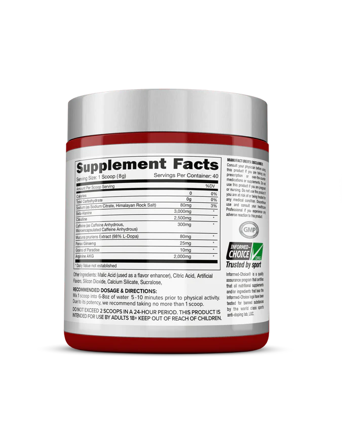 PRO-ESTHATIC NUTRITION Psycho Pre workout Black Current 30 Servings is a high-powered pre-workout formula