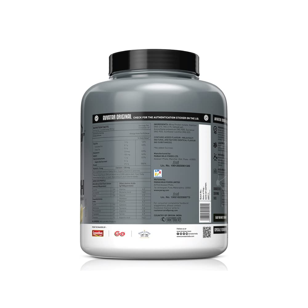 VVATAR WHEY ISORICH PROTEIN | 2Kg  29g Protein | 57 Servings | Isolate