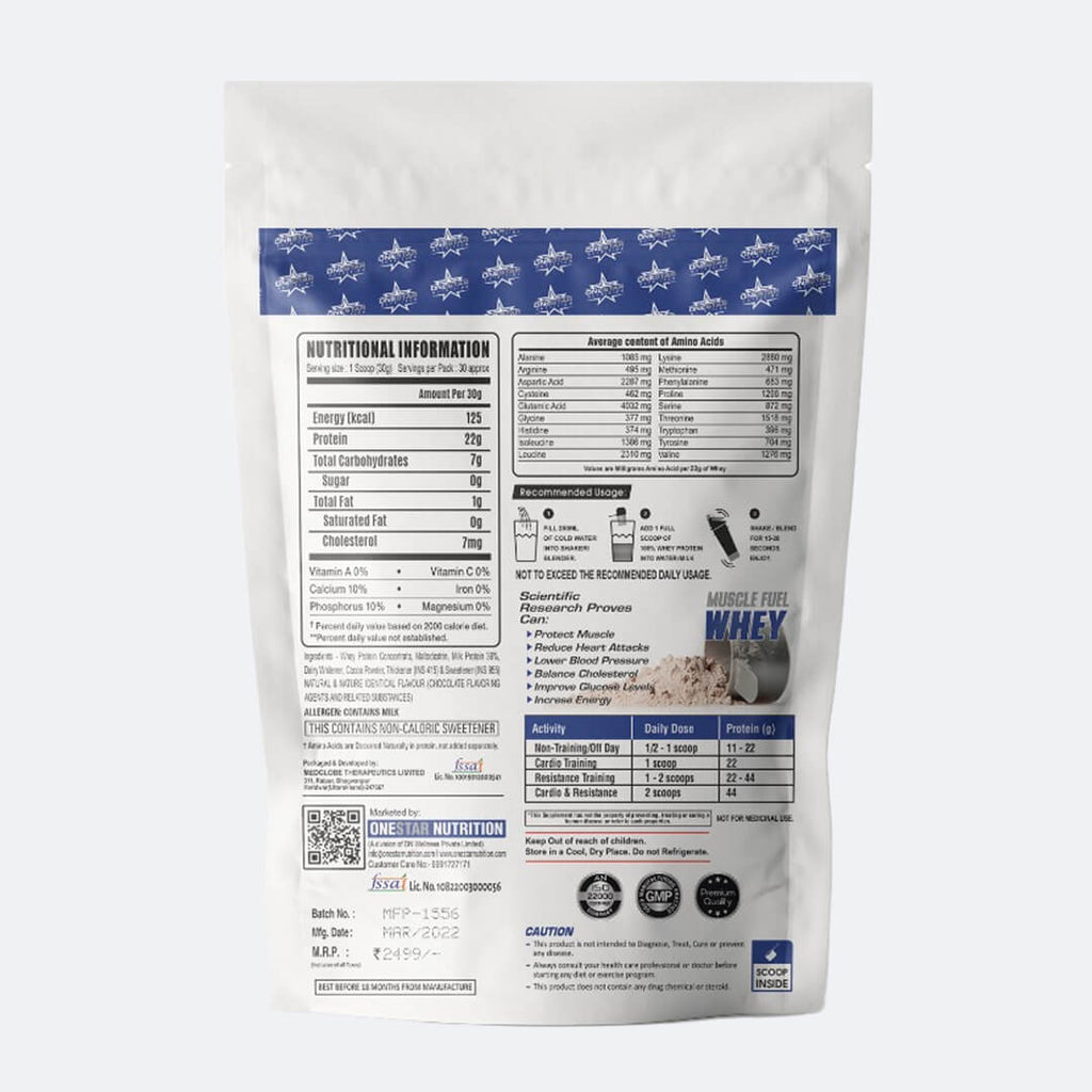 Onestar Muscle fuel whey 900g (2Lbs) Whey Protein