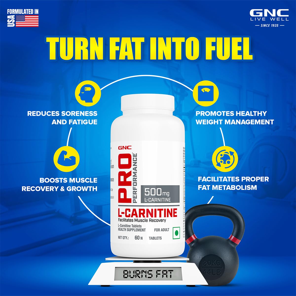 GNC Pro Performance L-Carnitine | 60 Tablets| 500mg Per Serving | Burn MY PROTEIN STORE GNC Pro Performance L-Carnitine | 60 Tablets| 500mg Per Serving | Burn MY PROTEIN STORE