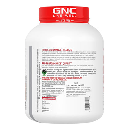GNC Pro Performance 100% Whey Protein Powder | Boosts Strength & Endurance | Builds Lean Muscles | Fastens Muscle Recovery | Formulated In USA | 24g Protein | 5.5g BCAA | 4 lbs