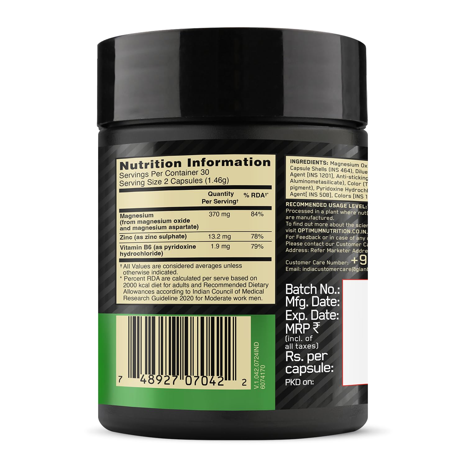 Optimum Nutrition (ON) Zinc Magnesium Aspartate (ZMA) - 60 Capsules, Muscle Strength, Metabolism, Immunity, Vegetarian