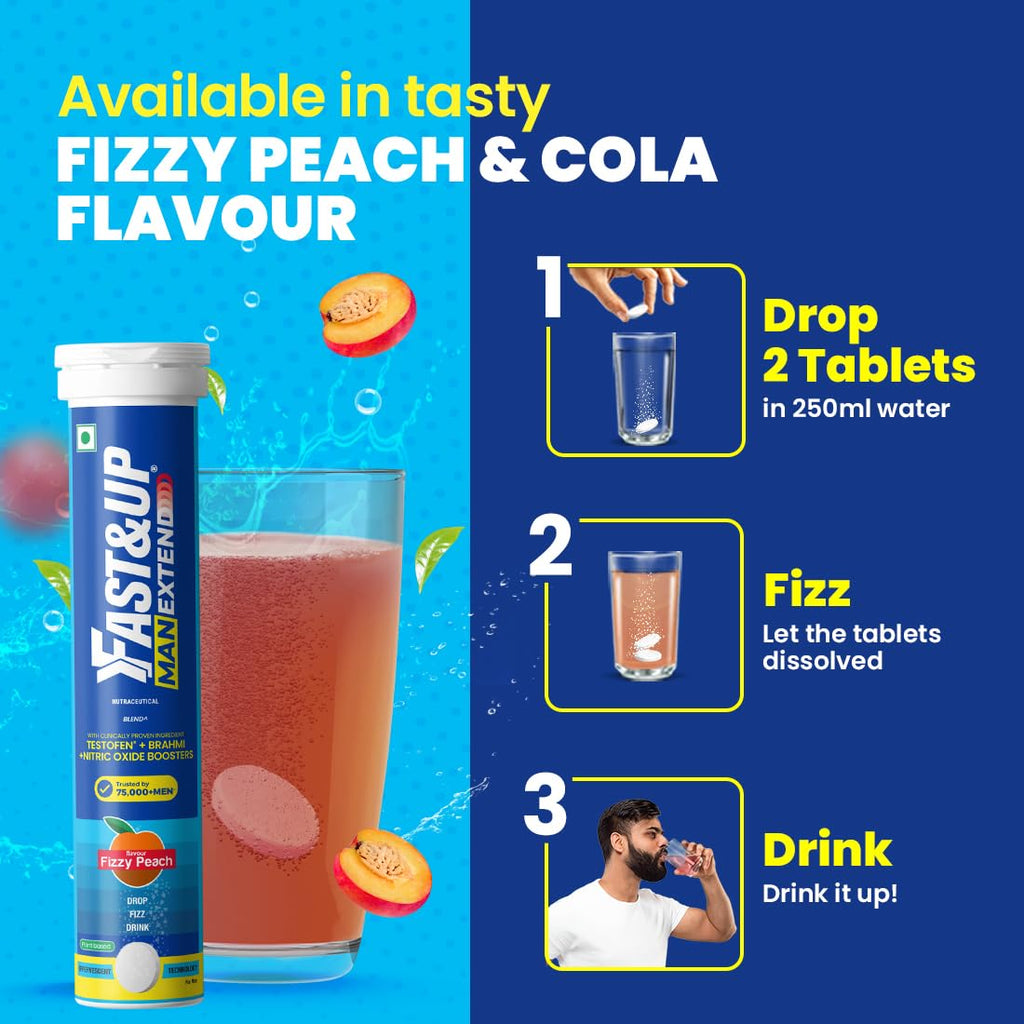 Fast&Up Man Extend | Testofen® Fenugreek Extract |Nitric Oxide Booster + Energizing Blend | Shatavari | Brahmi| Helps Improve Vitality & Stamina