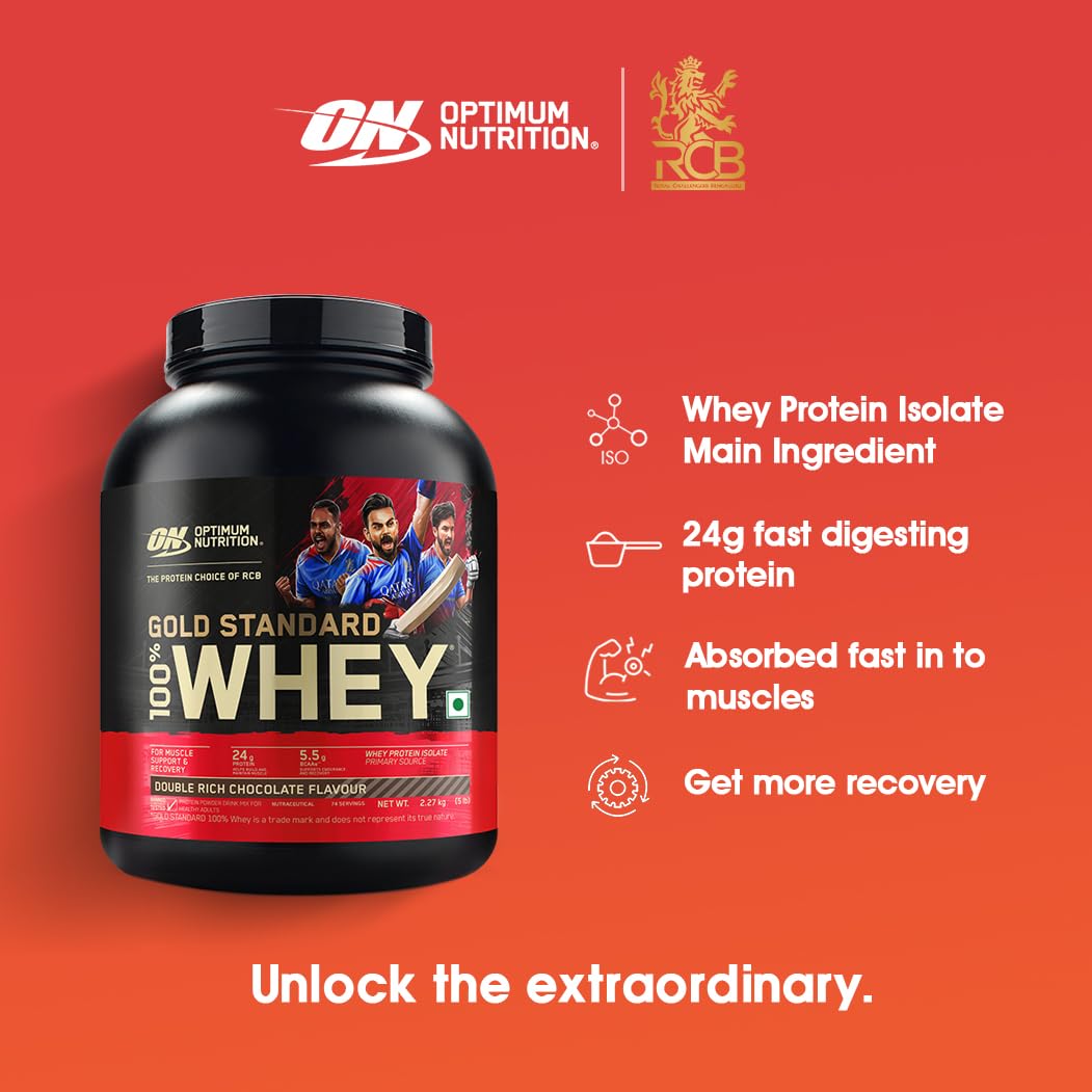 Optimum Nutrition (ON) Gold Standard 100% Whey Protein Powder  for Muscle Support & Recovery, Vegetarian - Primary Source Whey Isolate