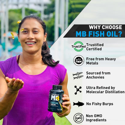 MuscleBlaze Omega 3 Fish Oil, | Trustified Certified for Accuracy & Purity, 1000mg Omega 3 with 180mg EPA & 120mg DHA
