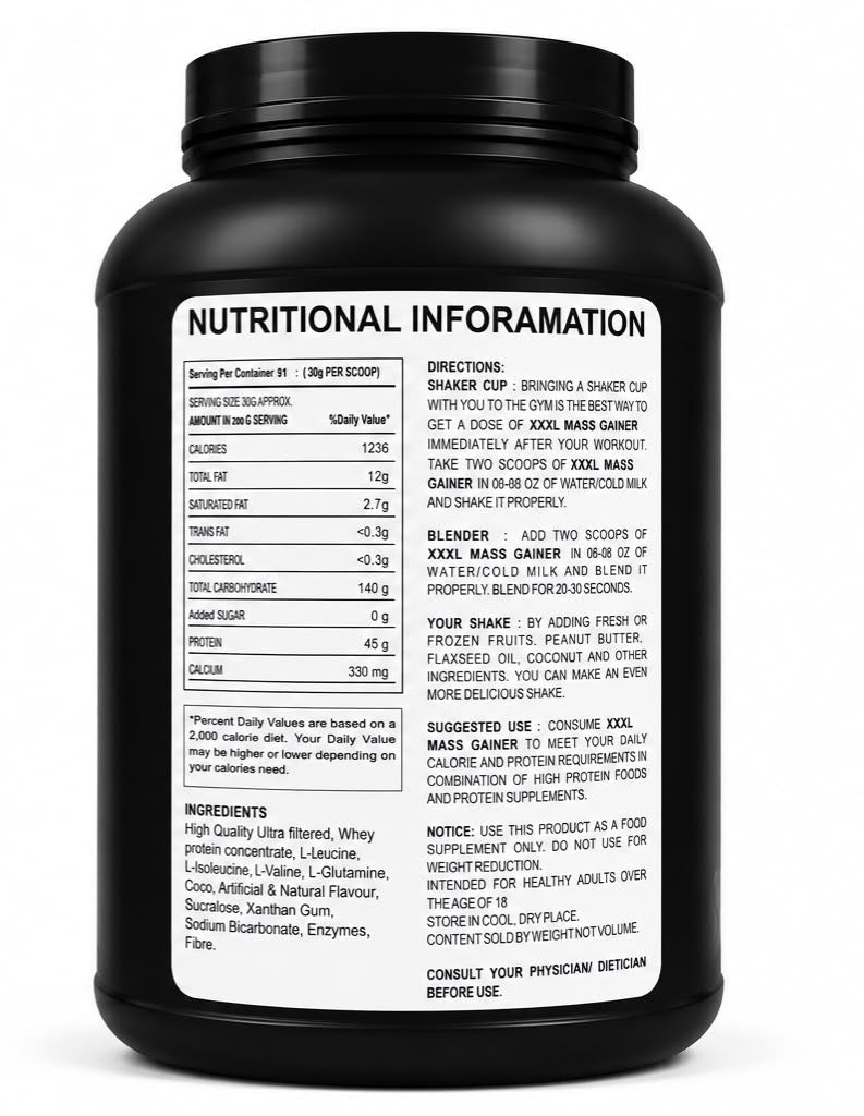 PRIME FUEL XXXL GAINER Premium Protein Carb & Creatine matrix gainer.Muscle growth, strength,Weight Gain & recovery
