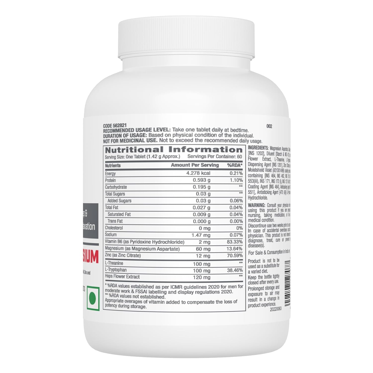 GNC Pro Performance Zinc Magnesium Amino Complex | 60 Tablets | Promotes Restful Sleep | Relieves Stress | Boosts Immunity | Calms Nerves | Contains Vitamin B6 & Hops Flower Extract | USA Formulated