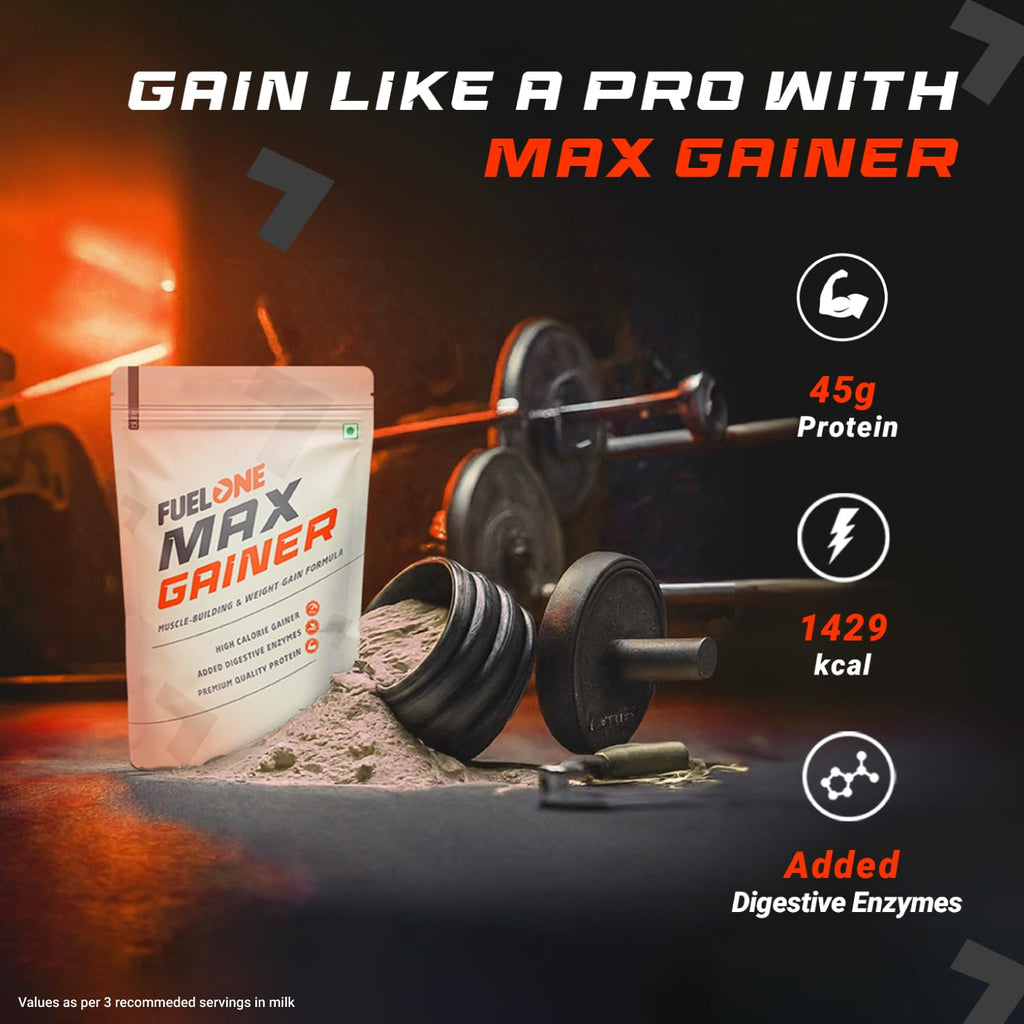 Fuel One Max Gainer (Chocolate) | High-Calorie Gainer with Added Digestive Enzymes