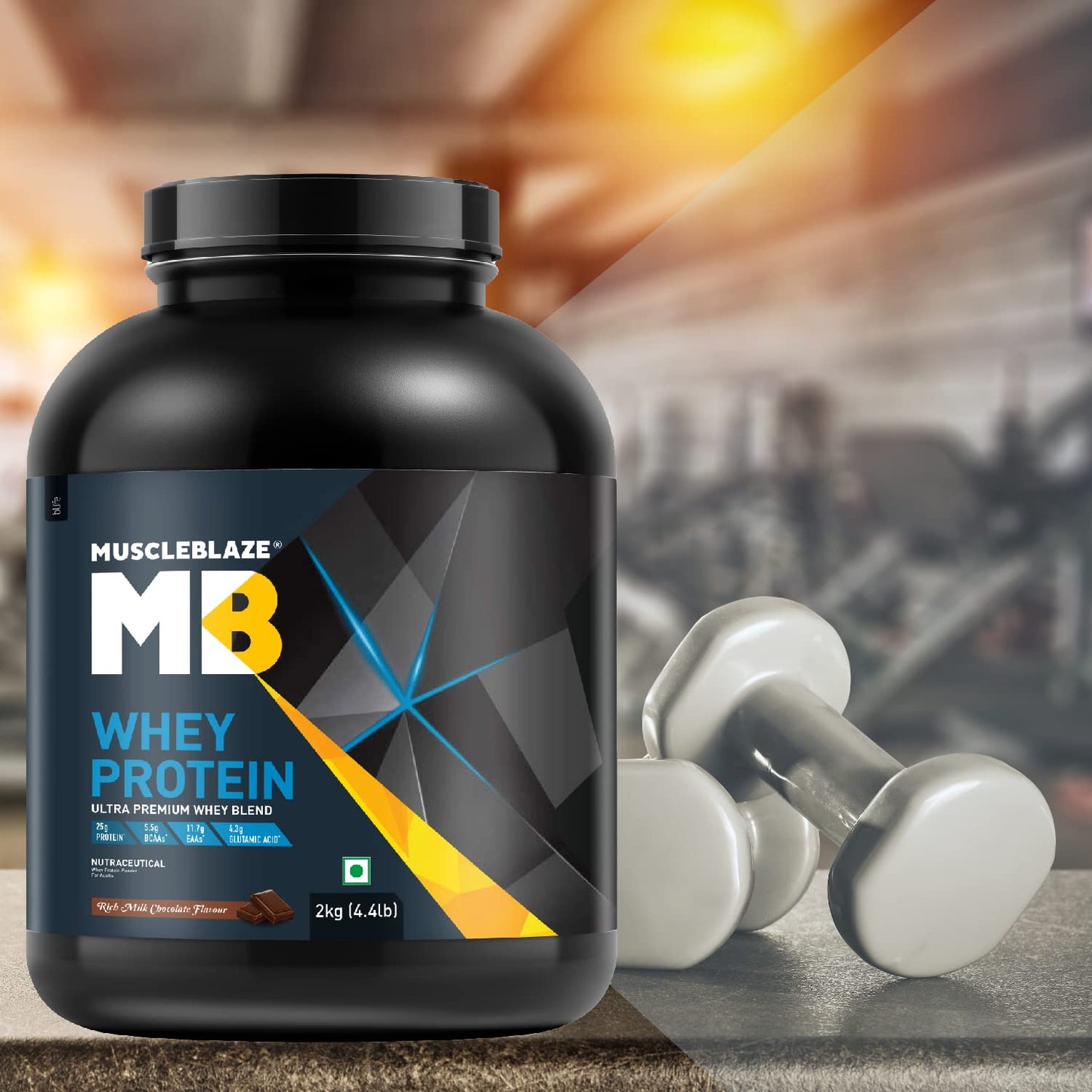 MuscleBlaze 100% Whey Protein, Ultra Premium Blend with Whey Protein Concentrate & Whey Protein Isolate, 25 g Protein per Scoop (2 kg / 4.4 lb)