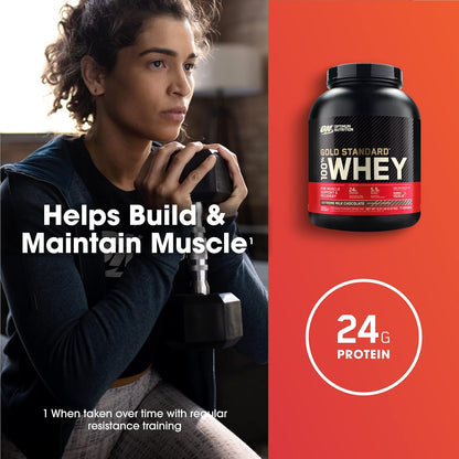 Optimum Nutrition (ON) Gold Standard 100% Whey Protein Powder 5 lbs,(USA MADE ) 2.27 kg for Muscle Support & Recovery, Veg, Primary Source Whey Isolate