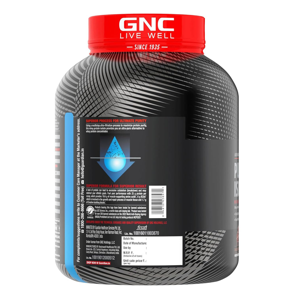 GNC AMP Pure Isolate Low Carb | Boosts Athletic Performance | Builds Lean Muscles | Speeds Up Recovery | Increases Strength | USA Formulated | 25g Protein | 6g BCAA  | 4 lbs