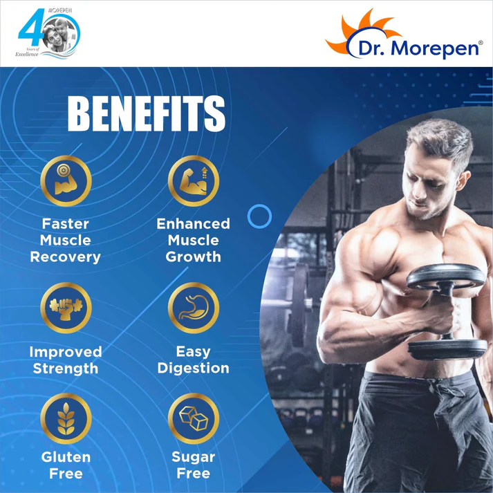 Dr. Morepen Muscle Food 100% Whey Protein Is A Permium, International Grade Protein With Added Probiotics From Belgium  1.8KG