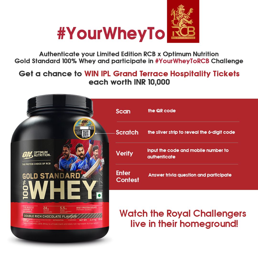 Optimum Nutrition (ON) Gold Standard 100% Whey Protein Powder  for Muscle Support & Recovery, Vegetarian - Primary Source Whey Isolate