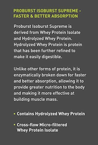 Proburst Isoburst Nutraceutical Whey Protein Isolate and Hydrolyzed-30g Protein per serving,Chocolate, 2 Kg