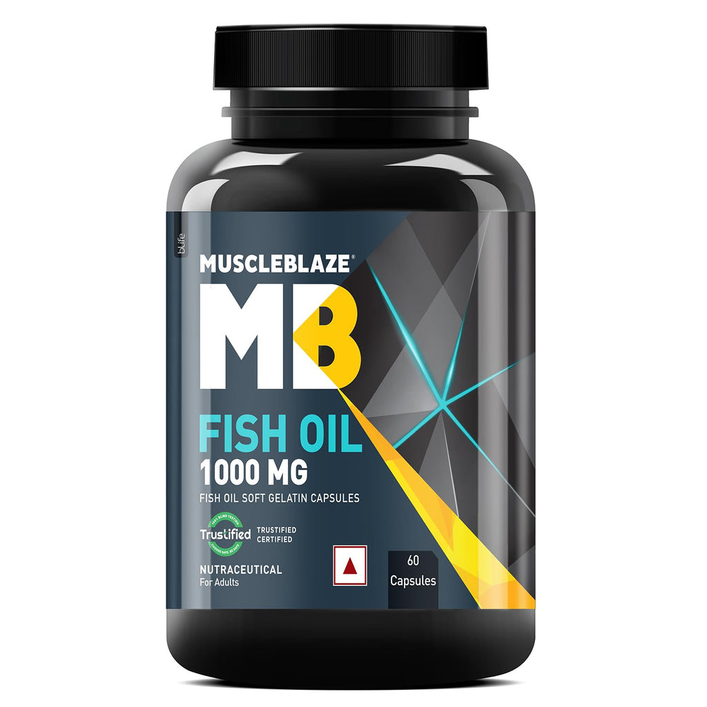 MuscleBlaze Omega 3 Fish Oil, | Trustified Certified for Accuracy & Purity, 1000mg Omega 3 with 180mg EPA & 120mg DHA