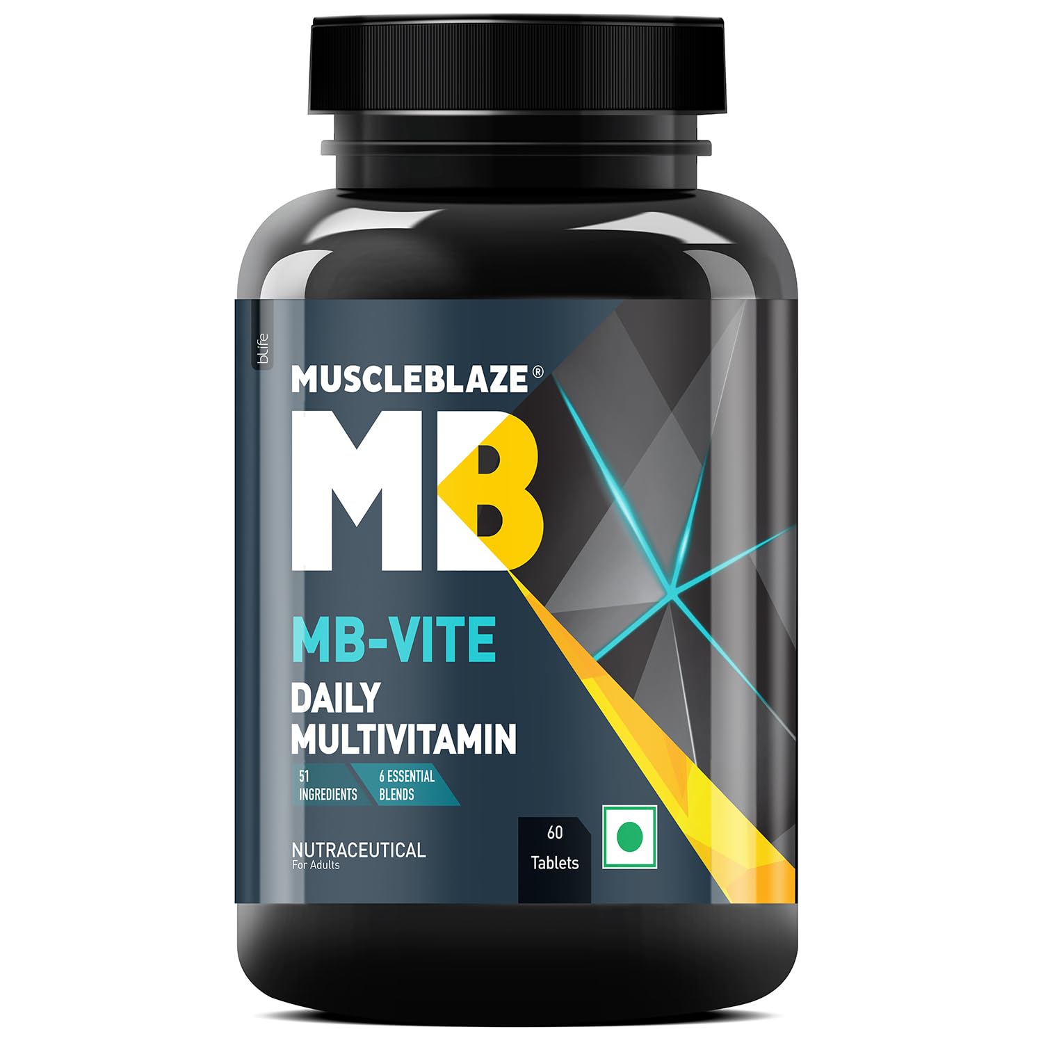 MuscleBlaze MB-Vite Daily Multivitamin with 51 Ingredients & 6 Blends, Vitamins & Minerals, Prebiotic & Probiotics, Amino Acid Blends, for Energy, Stamina & Recovery, Multivitamin Tablets