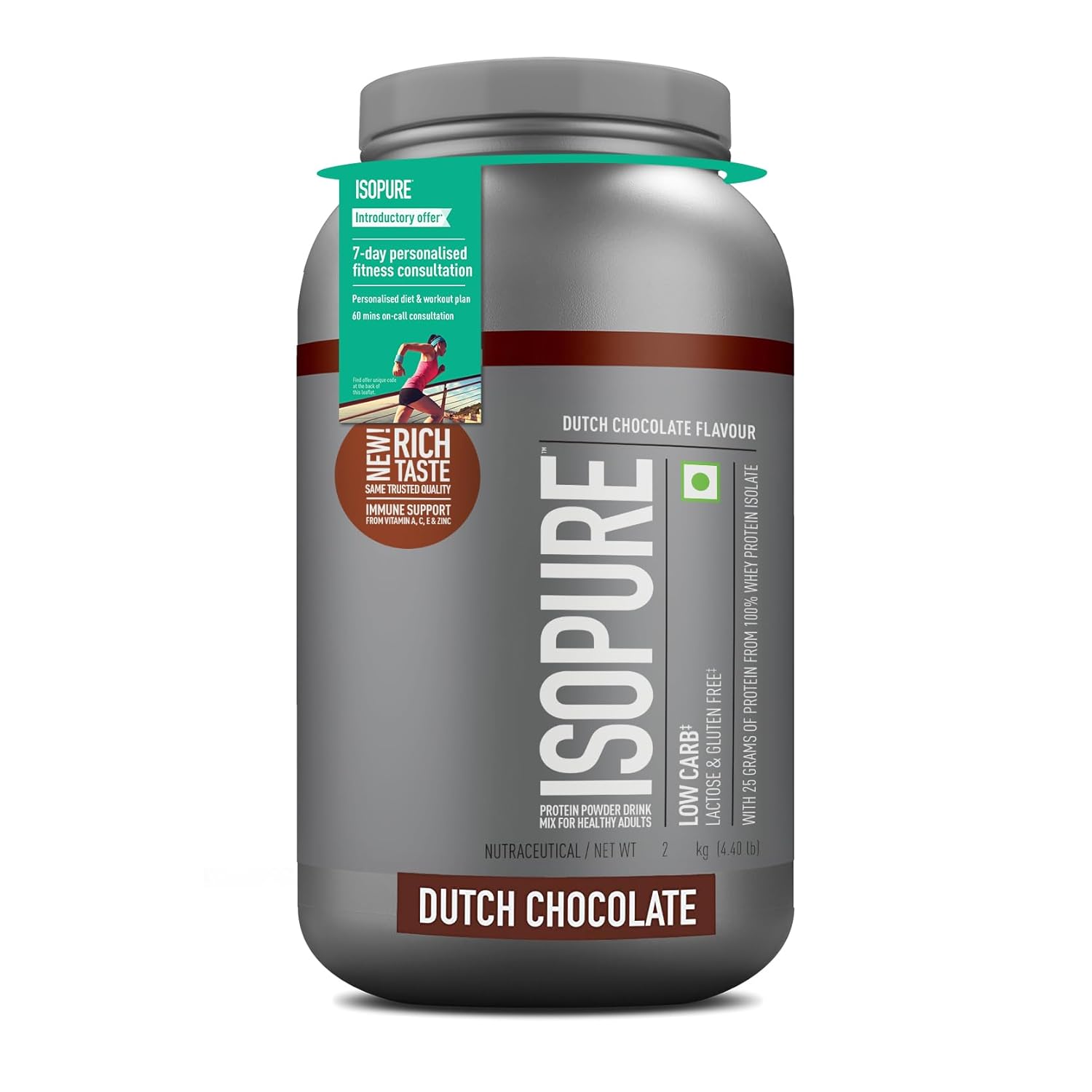 Isopure Whey Protein Isolate Powder 4.40 lbs, 2 kg , Lactose-Free, Gluten-Free