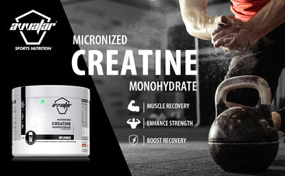 Avvatar Micronized Creatine Monohydrate Powder (100G, 33 Servings) | Unflavoured | Muscle Recovery | Enhance Strength | Boost Recovery