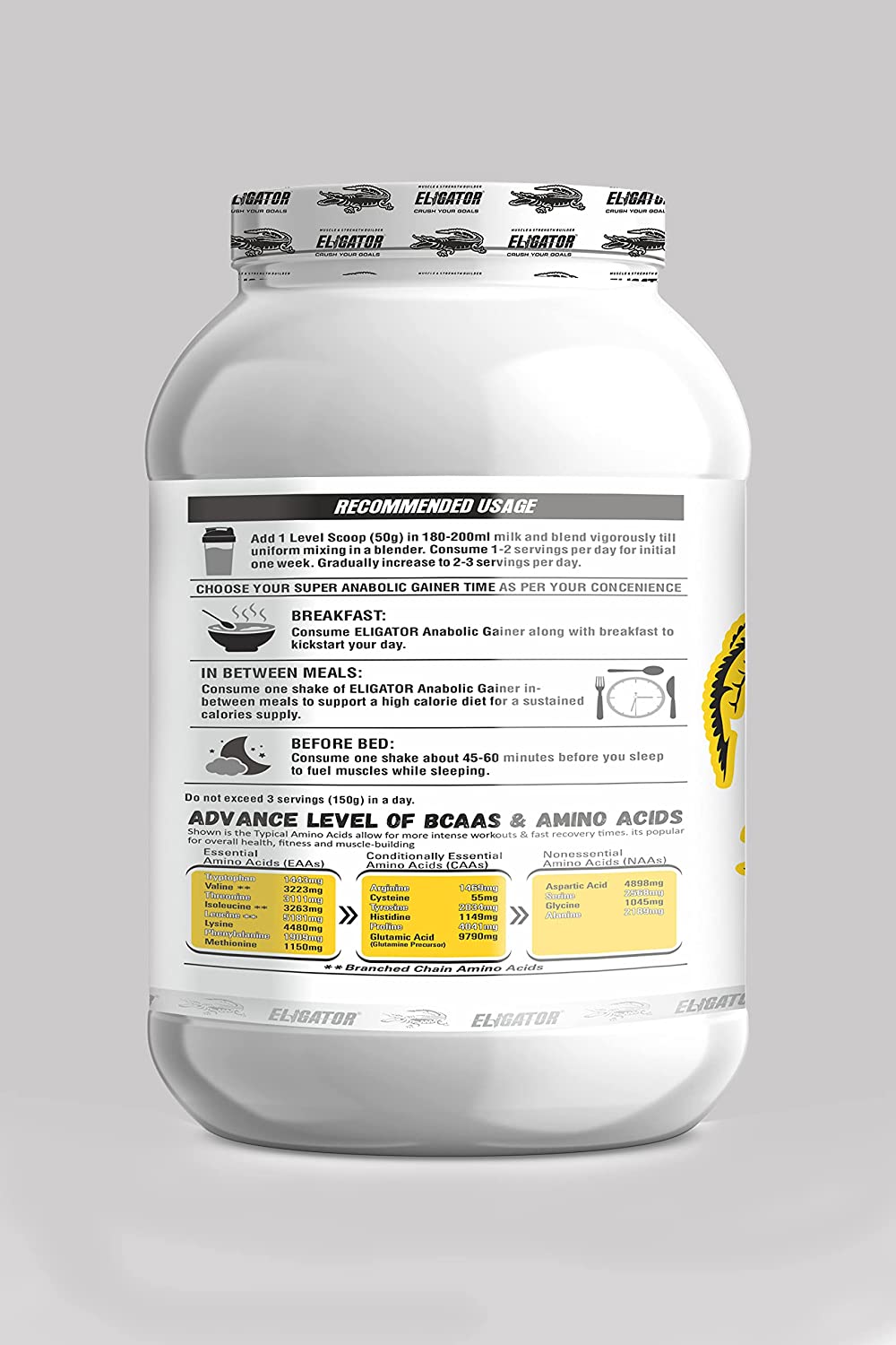 Eligator Anabolic Gainer helps your body gain muscle and gain weight.