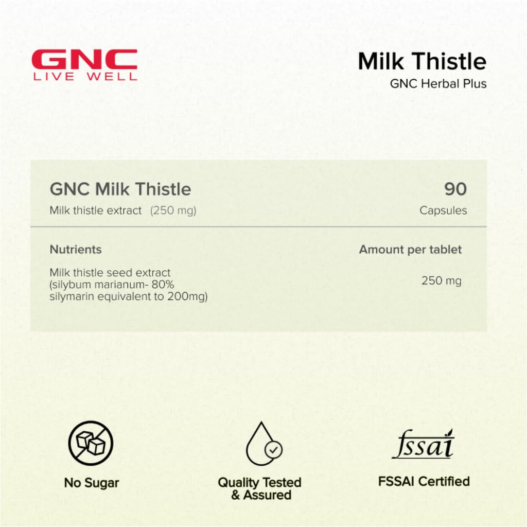 GNC Milk Thistle 250mg with 80% Silymarin |  Supports Liver Detox, Liver Health, Alcohol Protection, & Fatty Liver Care | Helps Remove Toxins & Boost Liver Function | USA Formulated