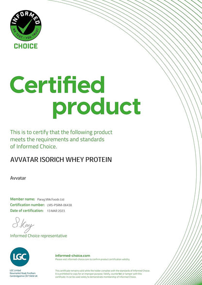 VVATAR WHEY ISORICH PROTEIN | 2Kg  29g Protein | 57 Servings | Isolate