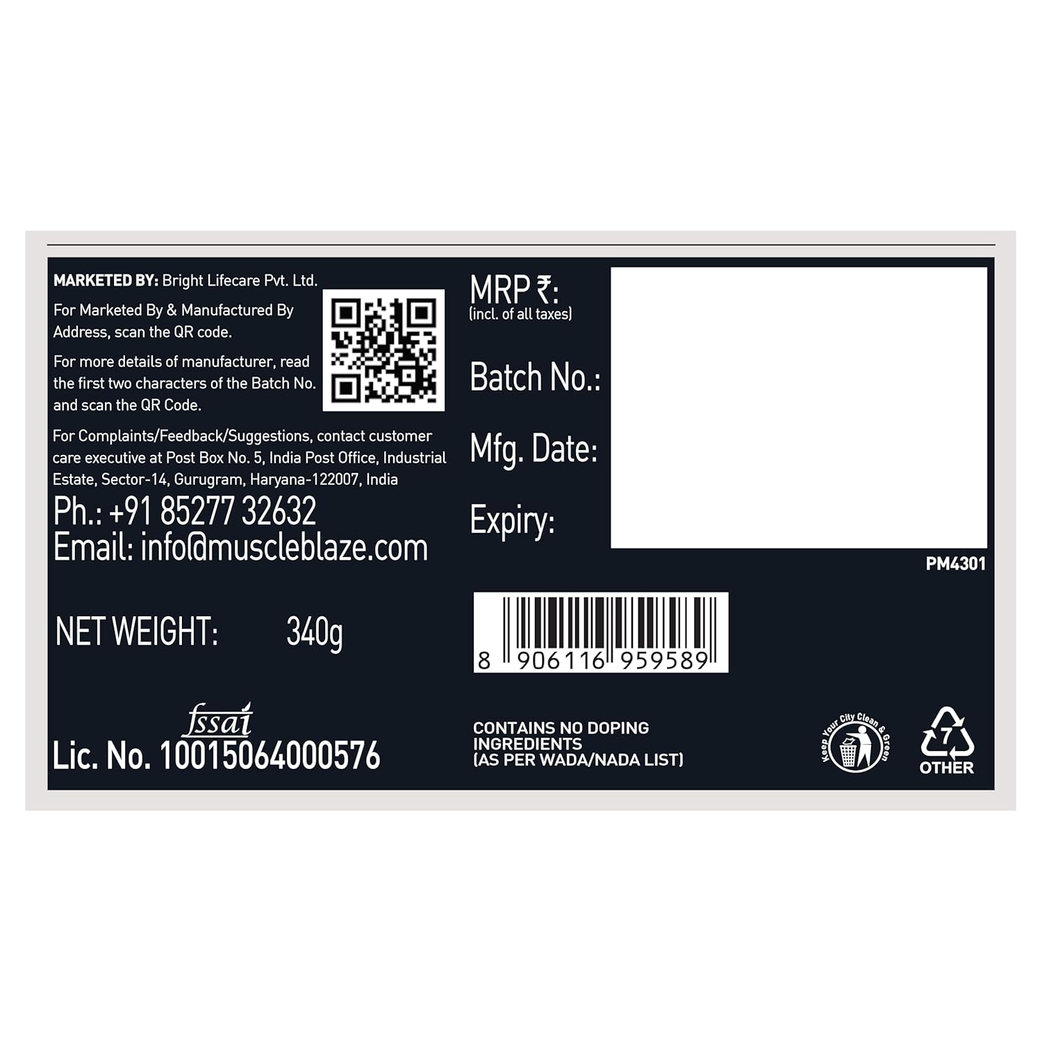 MuscleBlaze Pre Workout Wrathx With Creapure,Nitroblaze & Bioperine (F340 G,20 Servings),Powder,1 Count