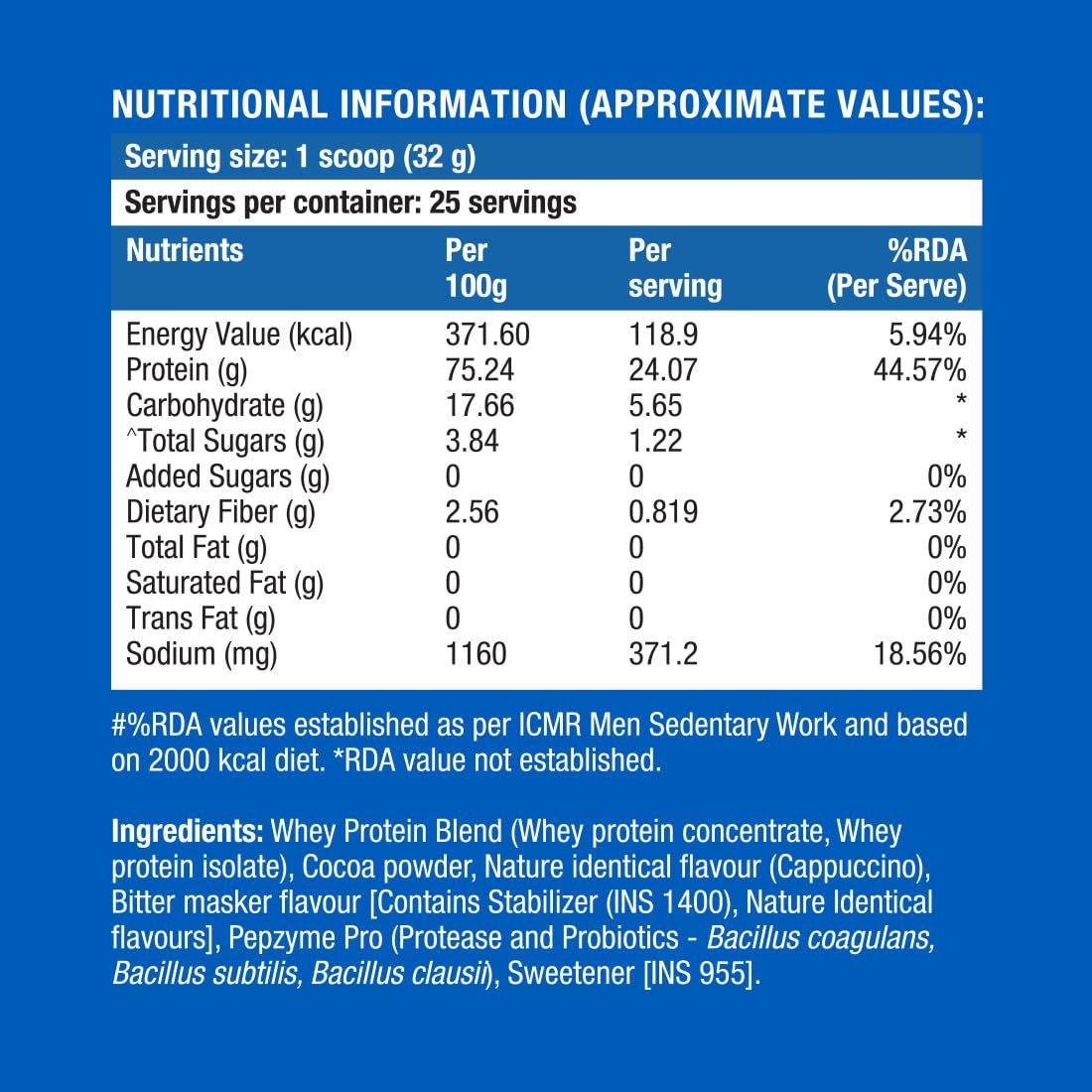 Fast&Up Whey Essentials (1.7 lb, 800 g - Whey Protein Isolate + Concentrate Blend with 24g Protein, 5.5g BCAA, 4g Glutamine