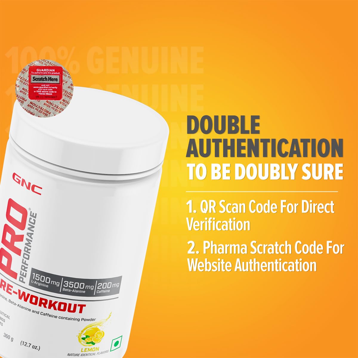 GNC Pro Performance Pre-Workout | 360 gm | 30 Servings | Boosts Energy & Endurance | Improves Focus | Revs Up Recovery | 1.5g L-Arginine | 3.5g Beta-Alanine | 0.2g Caffeine | Lemon