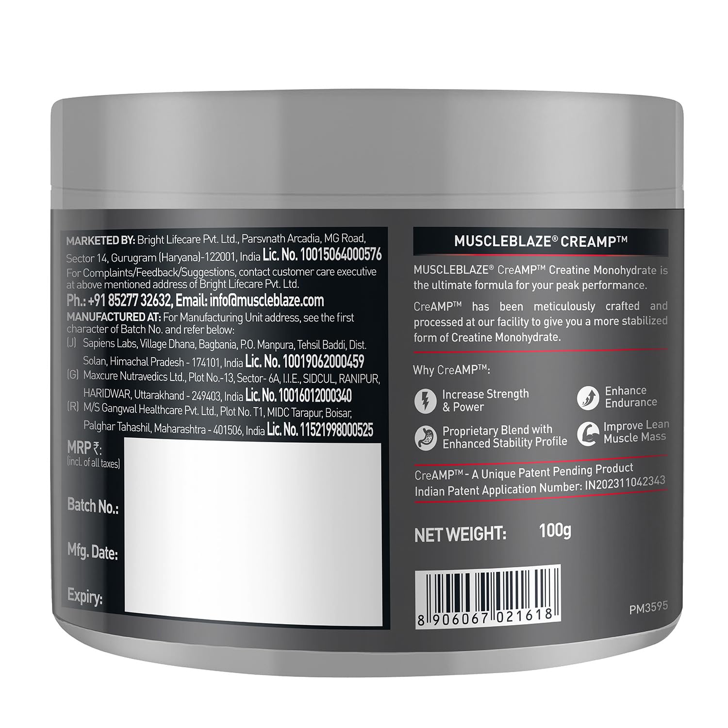 MuscleBlaze Creatine Monohydrate CreAMP™, Trustified Certified Creatine