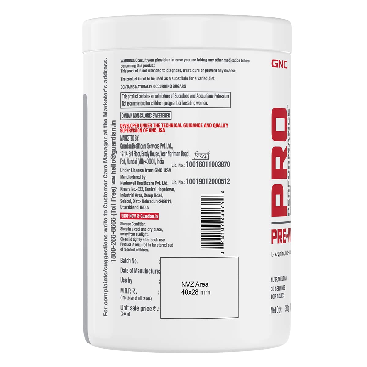 GNC Pro Performance Pre-Workout | 360 gm | 30 Servings | Boosts Energy & Endurance | Improves Focus | Revs Up Recovery | 1.5g L-Arginine | 3.5g Beta-Alanine | 0.2g Caffeine | Lemon