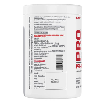 GNC Pro Performance Pre-Workout | 360 gm | 30 Servings | Boosts Energy & Endurance | Improves Focus | Revs Up Recovery | 1.5g L-Arginine | 3.5g Beta-Alanine | 0.2g Caffeine | Lemon