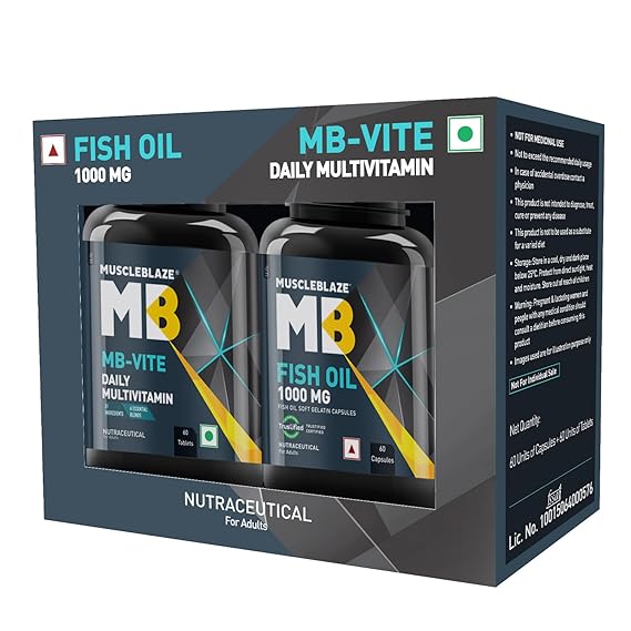 MuscleBlaze MB-Vite Daily Multivitamin with 51 Ingredients & 6 Blends, Vitamins & Minerals, Prebiotic & Probiotics, Amino Acid Blends, for Energy, Stamina & Recovery, Multivitamin Tablets