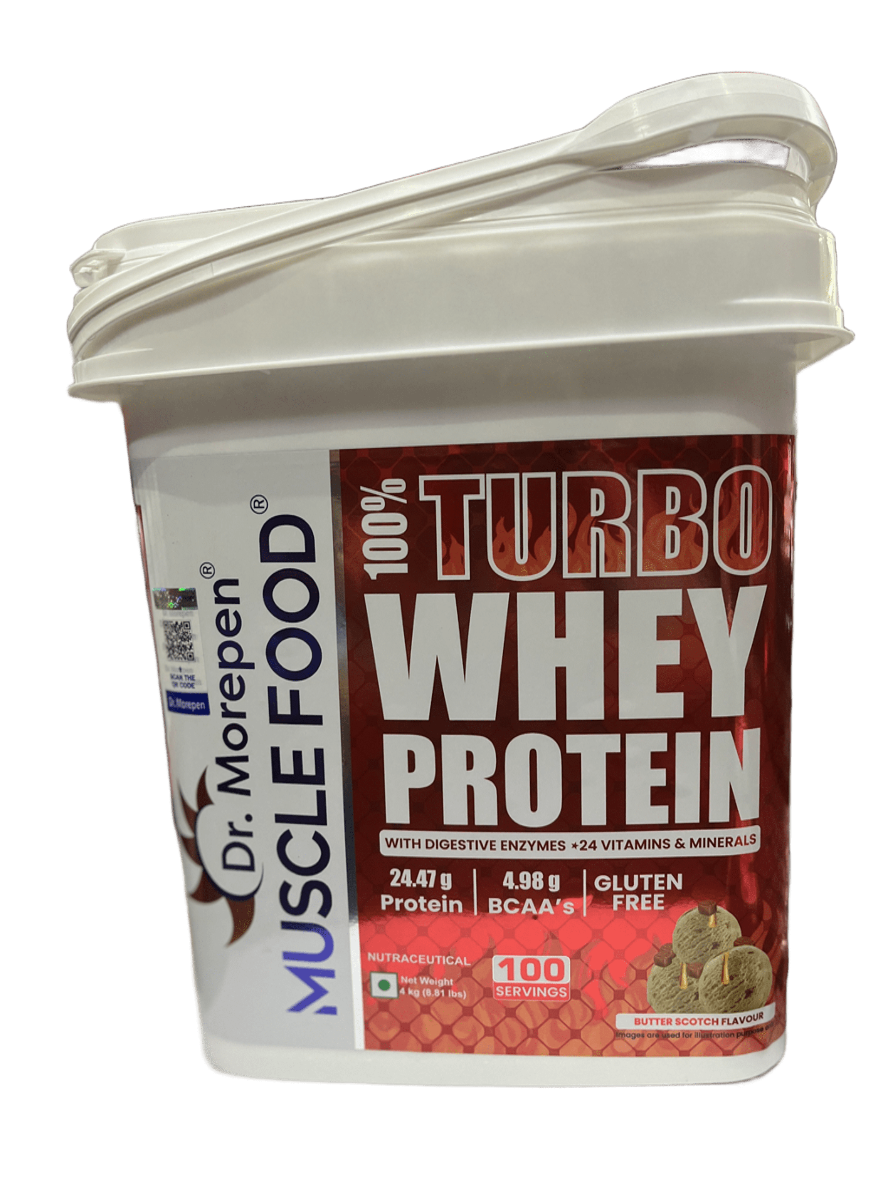 Dr. Morepen Muscle Food 100% Turbo Whey WITH Digestive Enzymes & 24 Multivitamin & Minerals