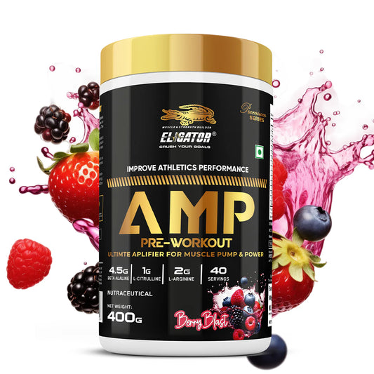 ELIGATOR NUTRITION Premium Series AMP Pre Workout - 400gm (40 Servings)