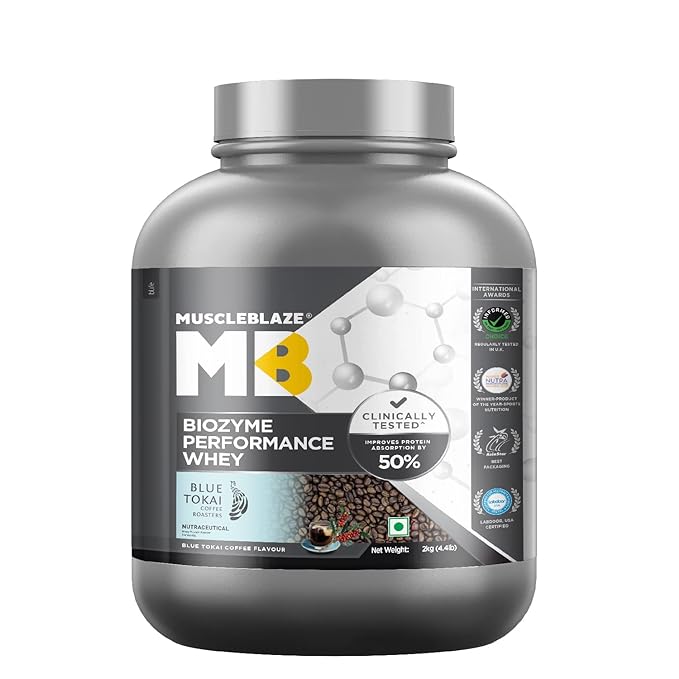 MuscleBlaze Biozyme Performance Whey Protein | Clinically Tested 50% Higher Protein Absorption | Informed Choice UK, Labdoor USA Certified & US Patent Filed EAF®