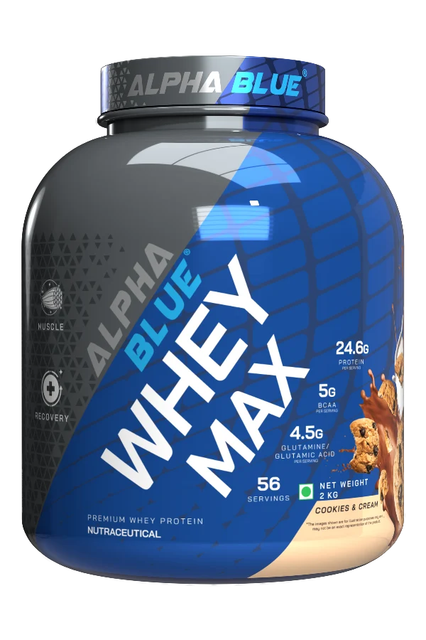 Alpha Blue Whey Max Premium Whey Protein | 24.6g Protein, 5g BCAA, 4.5g