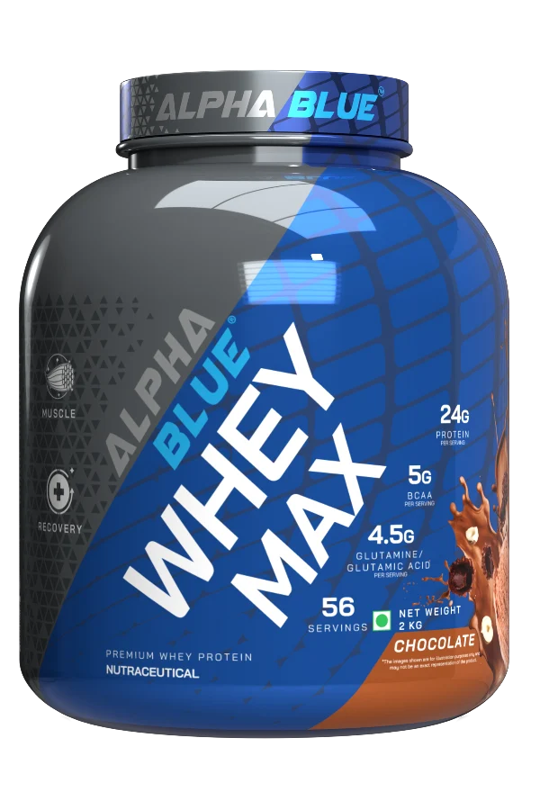 Alpha Blue Whey Max Premium Whey Protein | 24.6g Protein, 5g BCAA, 4.5g