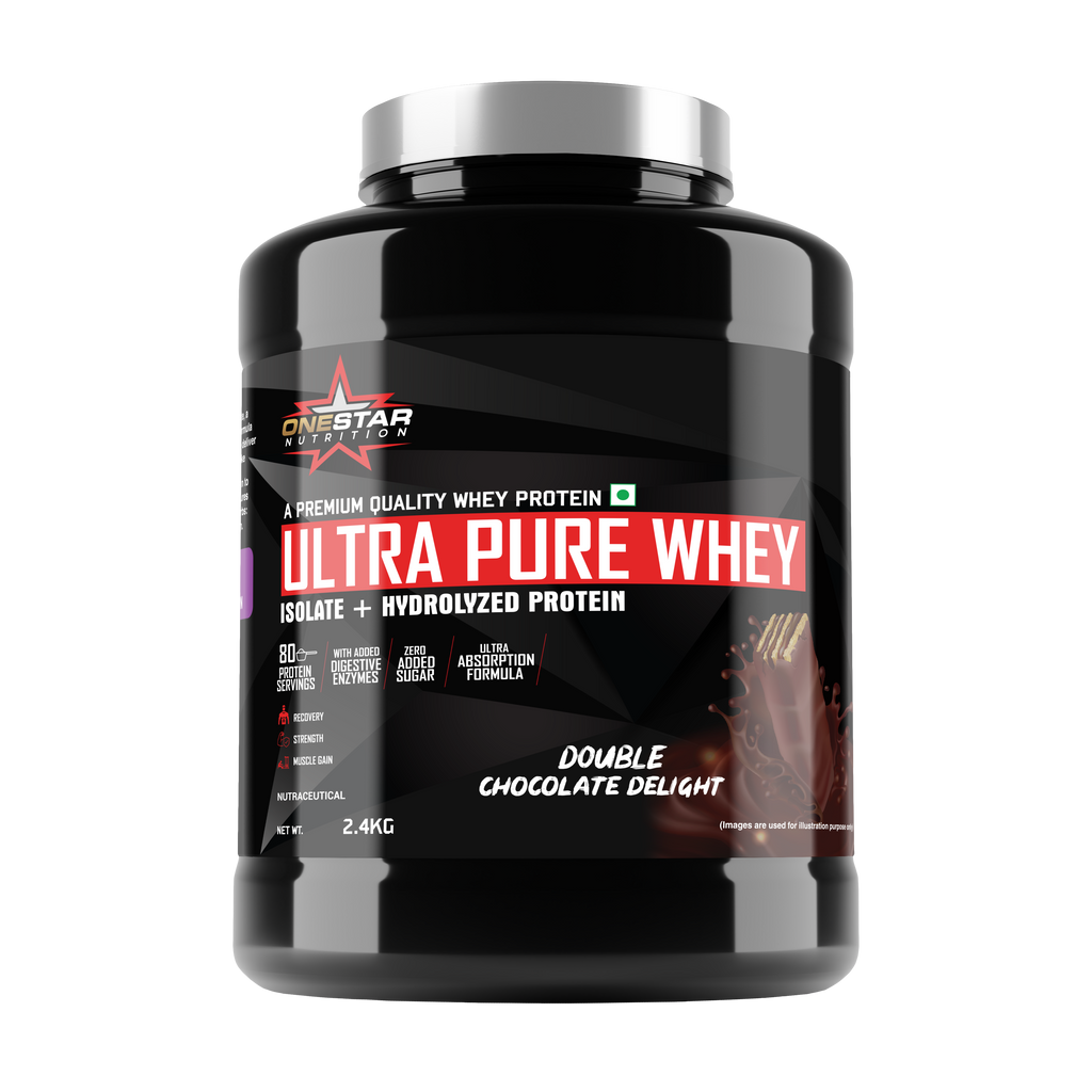 ONESTAR NUTRITION ULTRA PURE WHEY ISOLATE + HYDROLYZED WHEY PROTEIN| Fast-Digesting | Muscle Recovery Formula with Amino Acids | Low Sugar & Fat |/2.4KG/80-SERVINGS