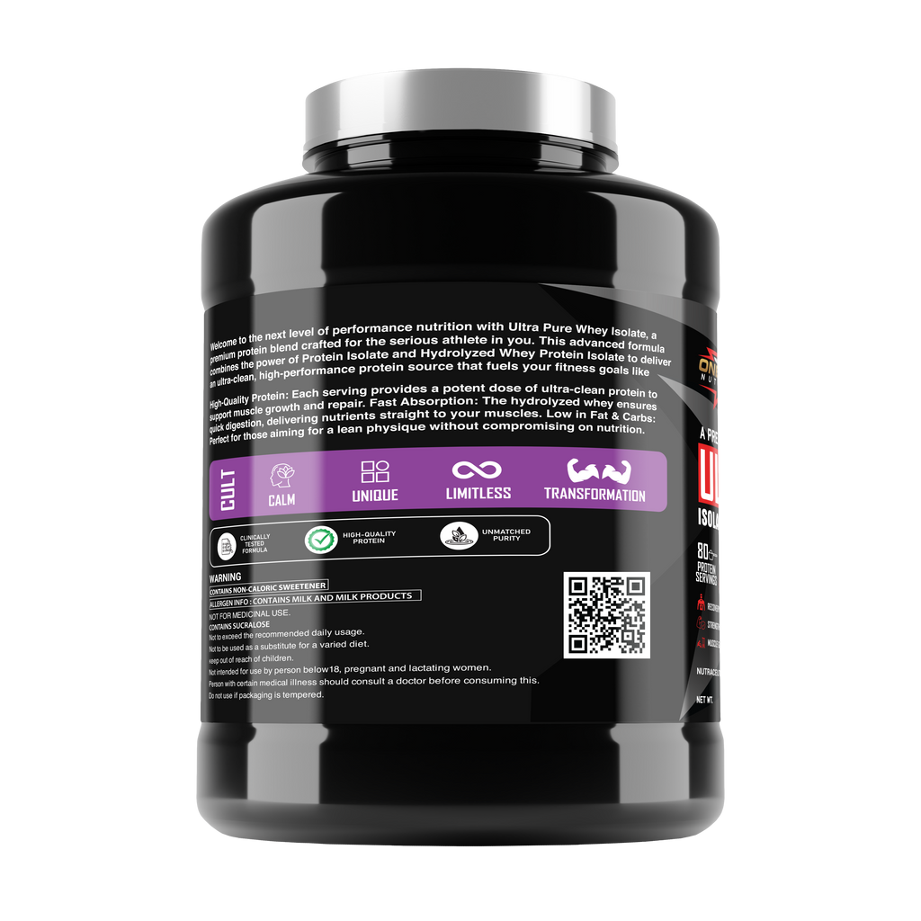 ONESTAR NUTRITION ULTRA PURE WHEY ISOLATE + HYDROLYZED WHEY PROTEIN| Fast-Digesting | Muscle Recovery Formula with Amino Acids | Low Sugar & Fat |/2.4KG/80-SERVINGS