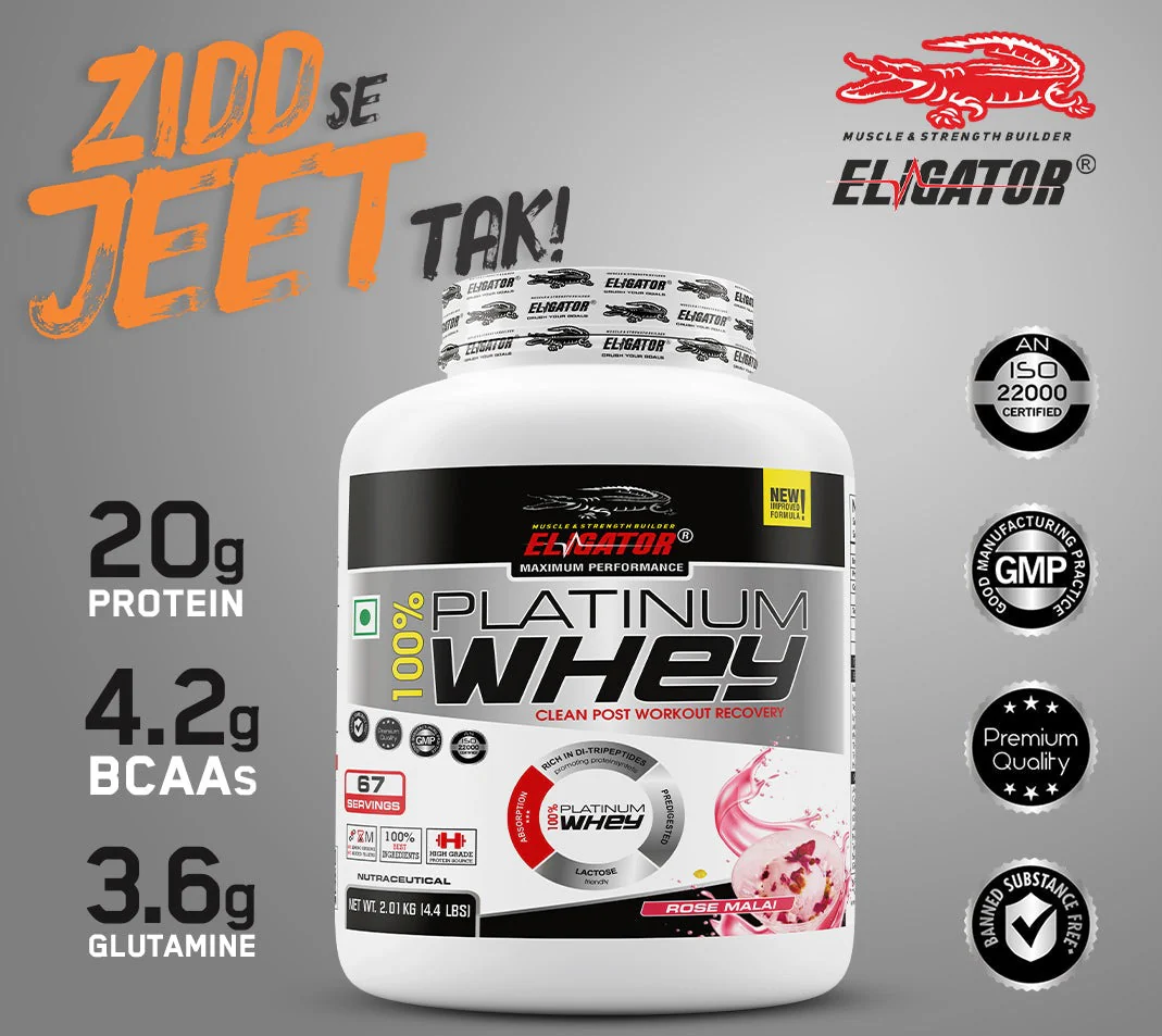 Eligator 100% Platinum Whey for faster muscle recovery and muscle building