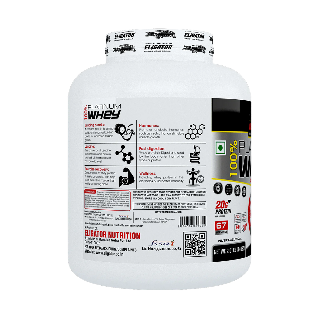 Eligator 100% Platinum Whey for faster muscle recovery and muscle building