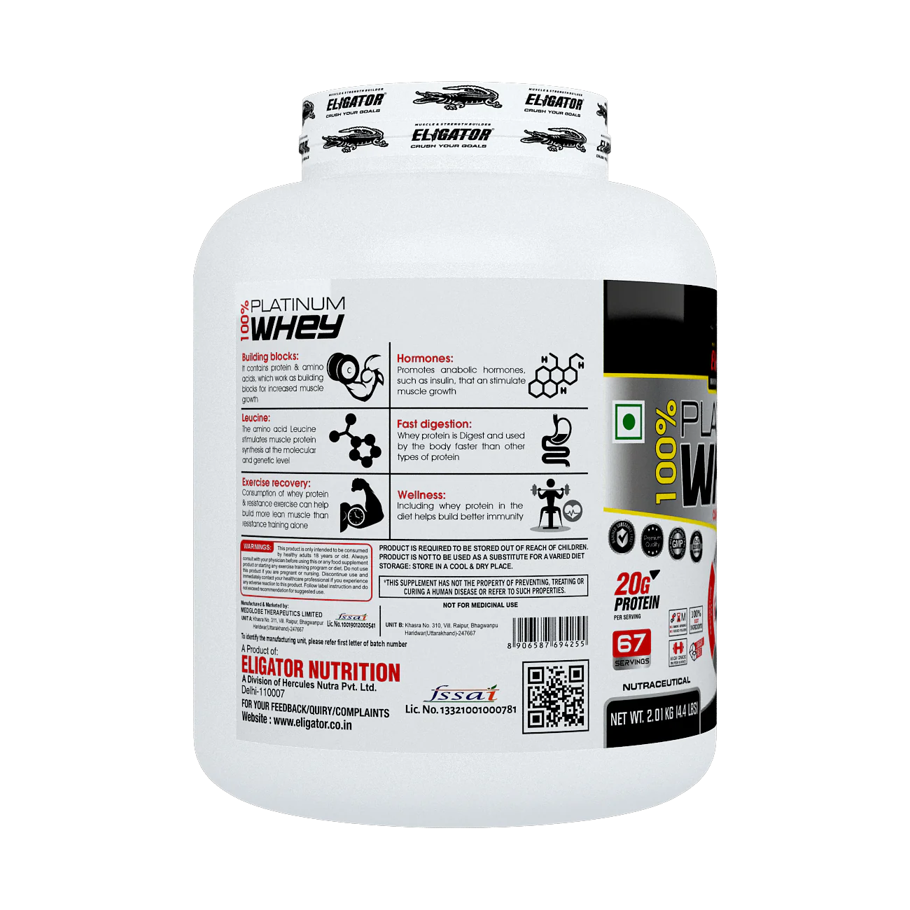 Eligator 100% Platinum Whey for faster muscle recovery and muscle building