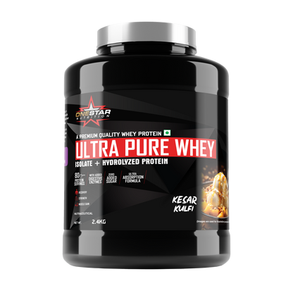 ONESTAR NUTRITION ULTRA PURE WHEY ISOLATE + HYDROLYZED WHEY PROTEIN| Fast-Digesting | Muscle Recovery Formula with Amino Acids | Low Sugar & Fat |/2.4KG/80-SERVINGS