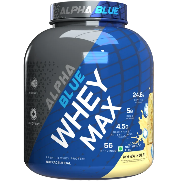 Alpha Blue Whey Max Premium Whey Protein | 24.6g Protein, 5g BCAA, 4.5g