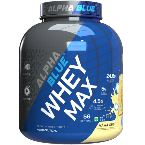 Alpha Blue Whey Max Premium Whey Protein | 24.6g Protein, 5g BCAA, 4.5g