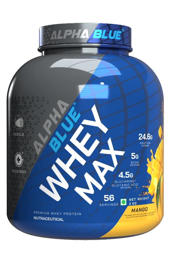 Alpha Blue Whey Max Premium Whey Protein | 24.6g Protein, 5g BCAA, 4.5g
